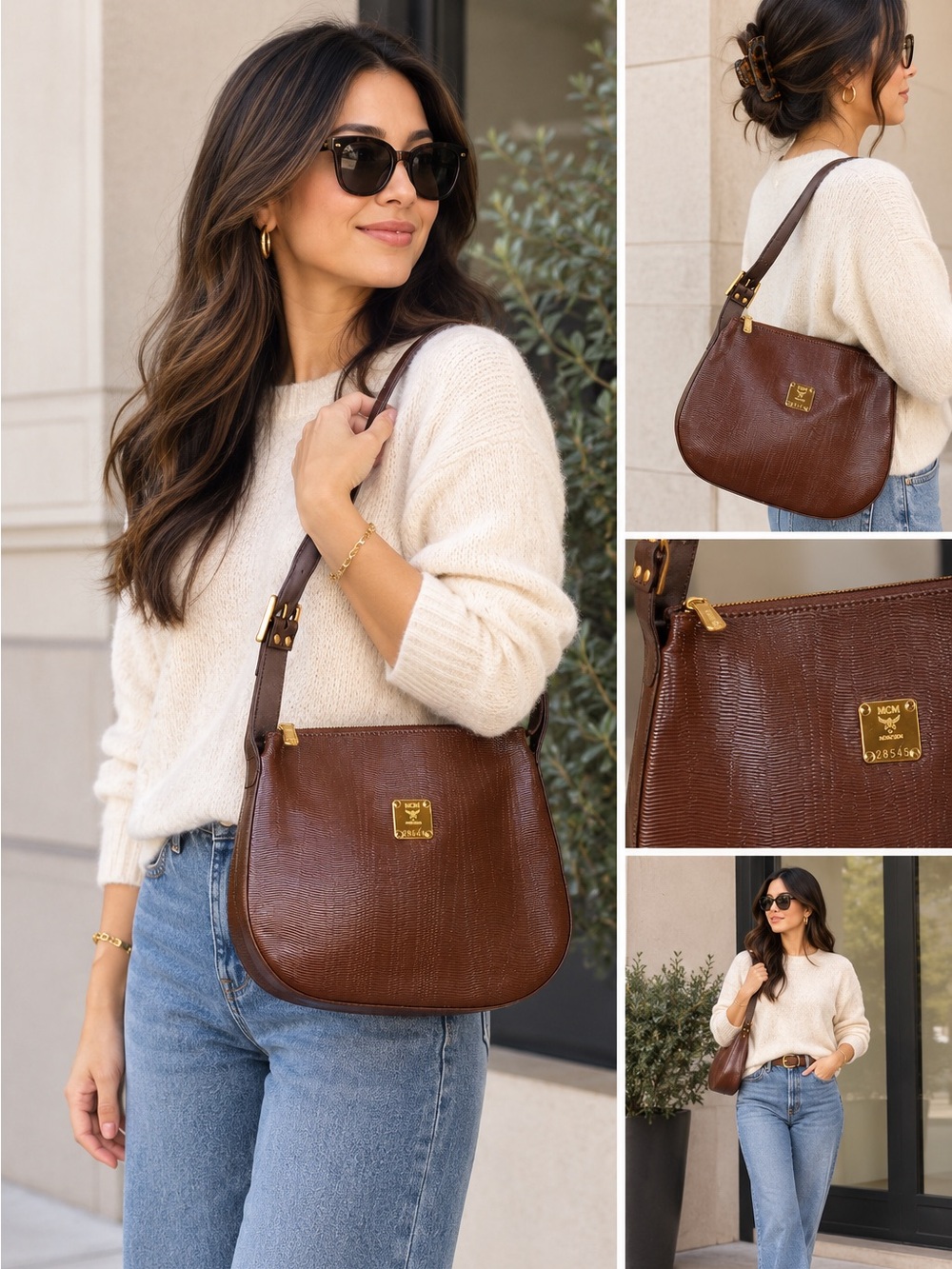 MCM Brown Leather Shoulder Bag